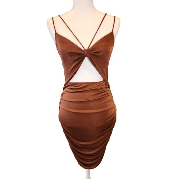 Forever 21 Spandex Rust Dress with side Ruching - Size L - Picture 1 of 6